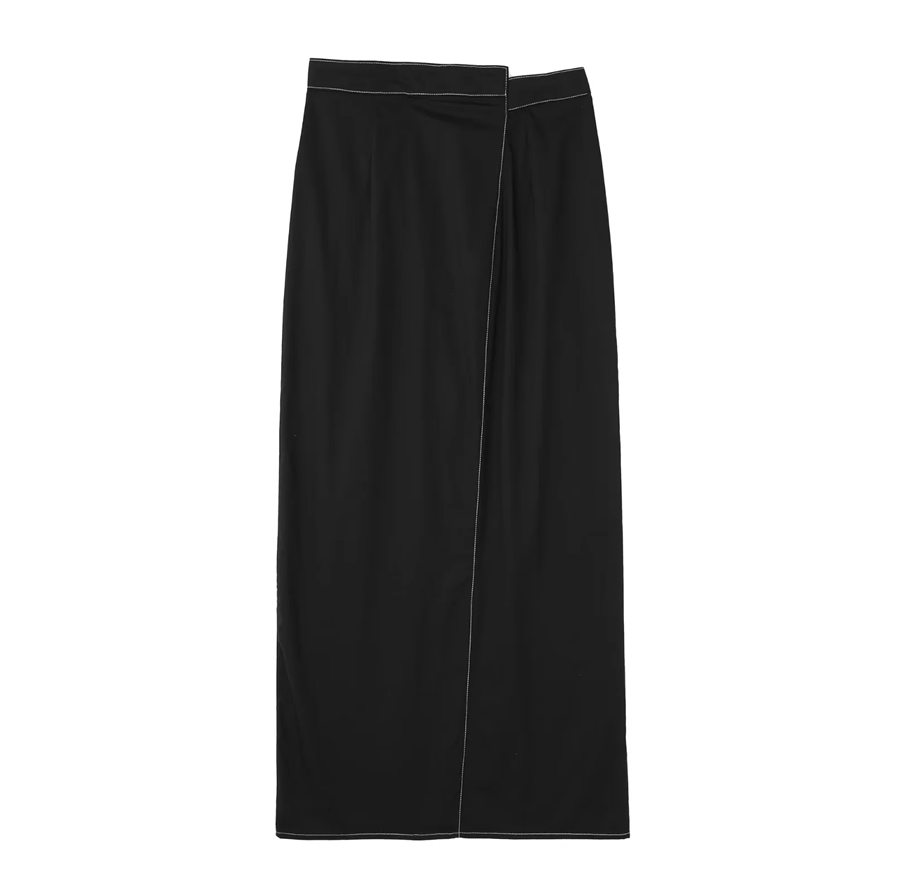Fashion Black Sewing Line Irregular Skirt,Skirts