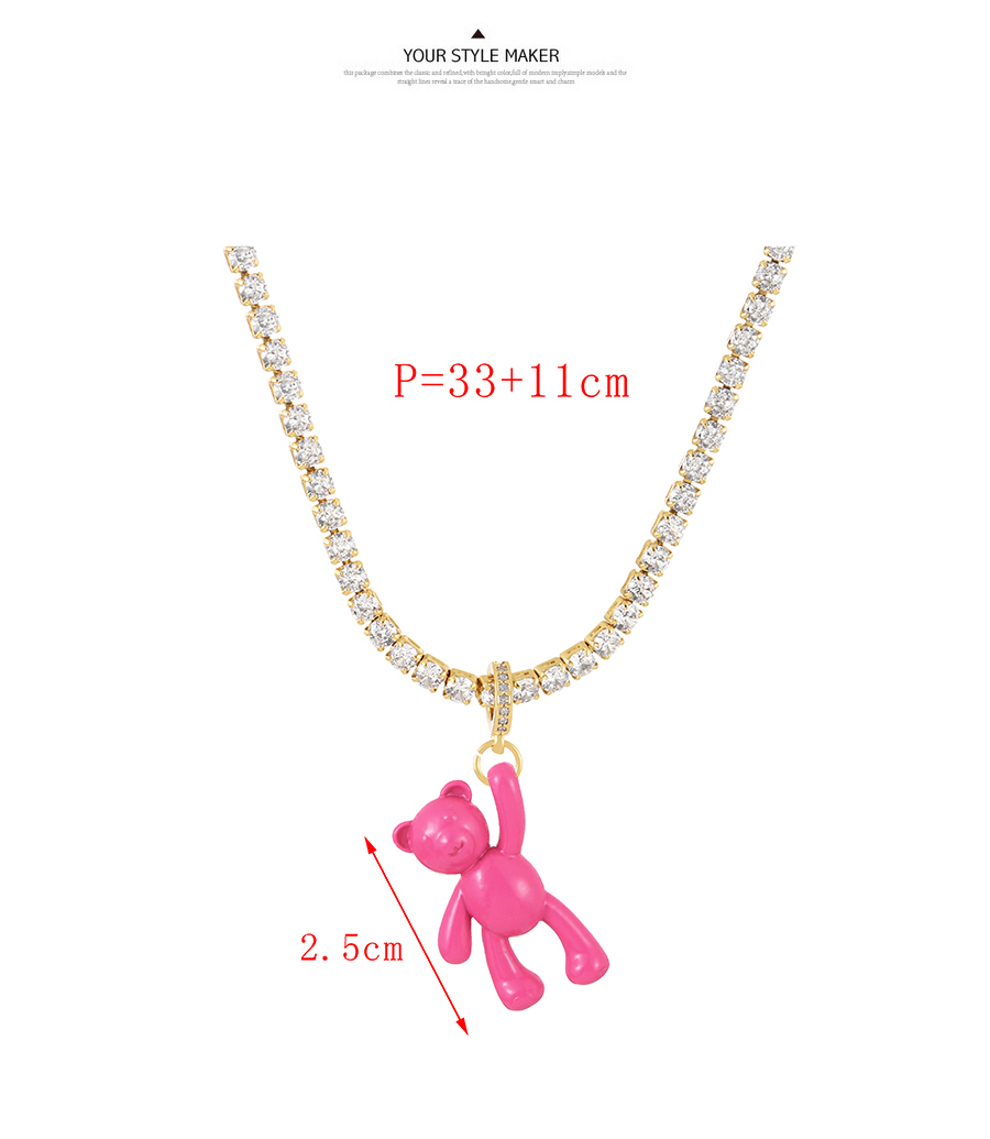 Fashion Red Bronze Zirconium Claw Chain Bear Necklace,Necklaces