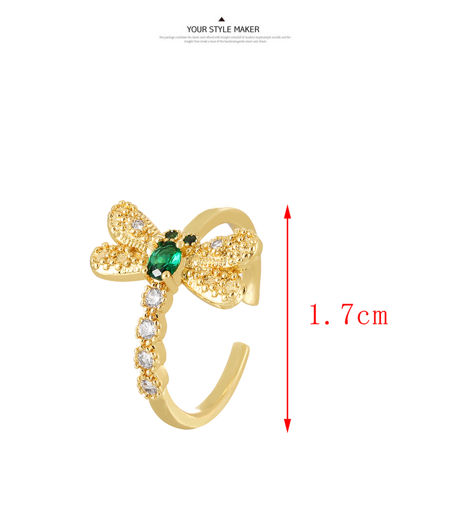 Fashion Green Bronze Zirconium Butterfly Ring,Rings
