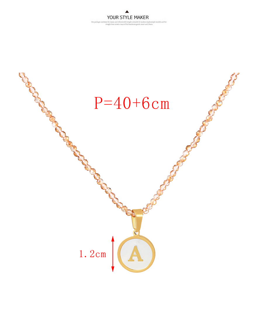 Fashion H Titanium Steel Shell 26 Letter Crystal Beaded Necklace,Necklaces