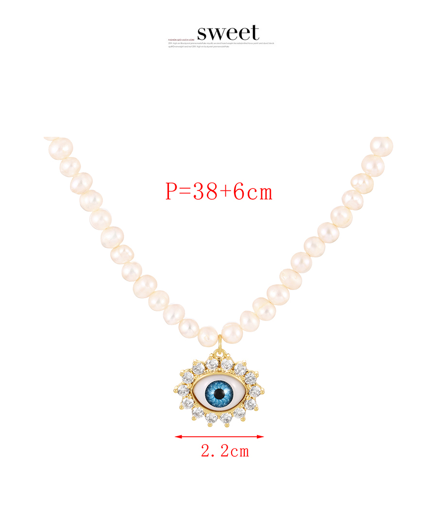 Fashion Red-brown Bronze Zirconium Eye Pendant Pearl Beaded Necklace,Necklaces