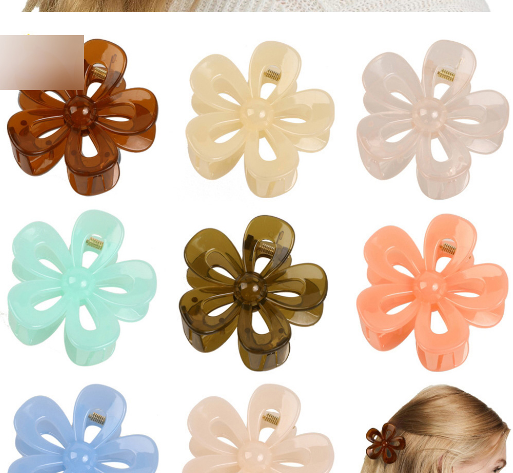 Fashion Jelly Green Plastic Hollow Flower Gripper,Hair Claws