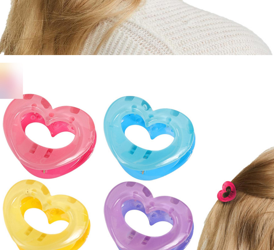 Fashion Yellow Plastic Heart Colorblock Gripper,Hair Claws