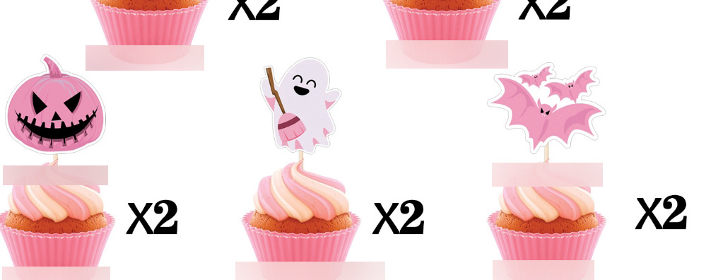 Fashion Pink Halloween 12 Pieces Of Cake Inserts 5 Pieces Halloween Cake Card,Festival & Party Supplies