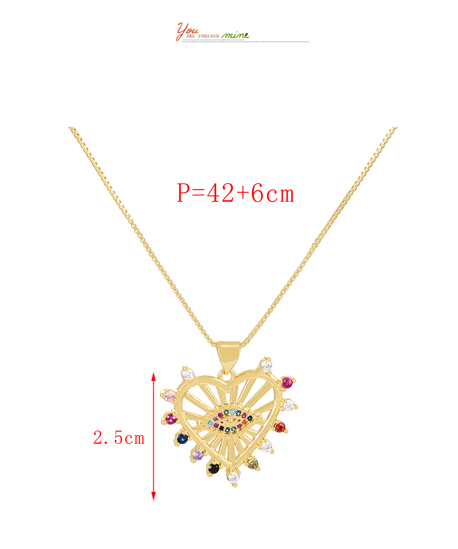 Fashion Gold-2 Bronze Zirconium Round Oil Drop Eye Pendant Necklace,Necklaces