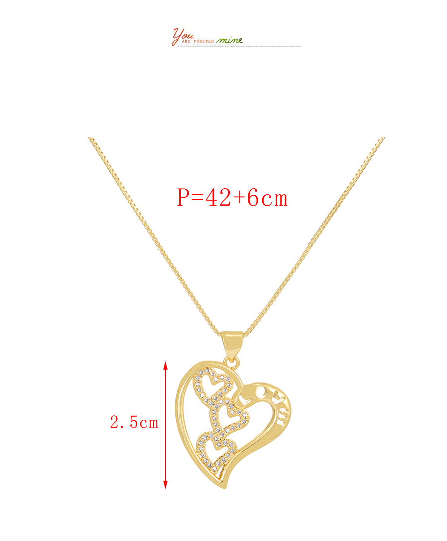 Fashion Gold Bronze Zirconium Cutout Heart Pendant Necklace,Necklaces