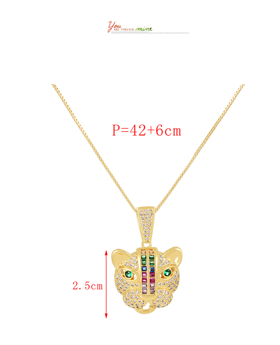 Fashion Gold Bronze Zirconium Panther Head Pendant Necklace,Necklaces