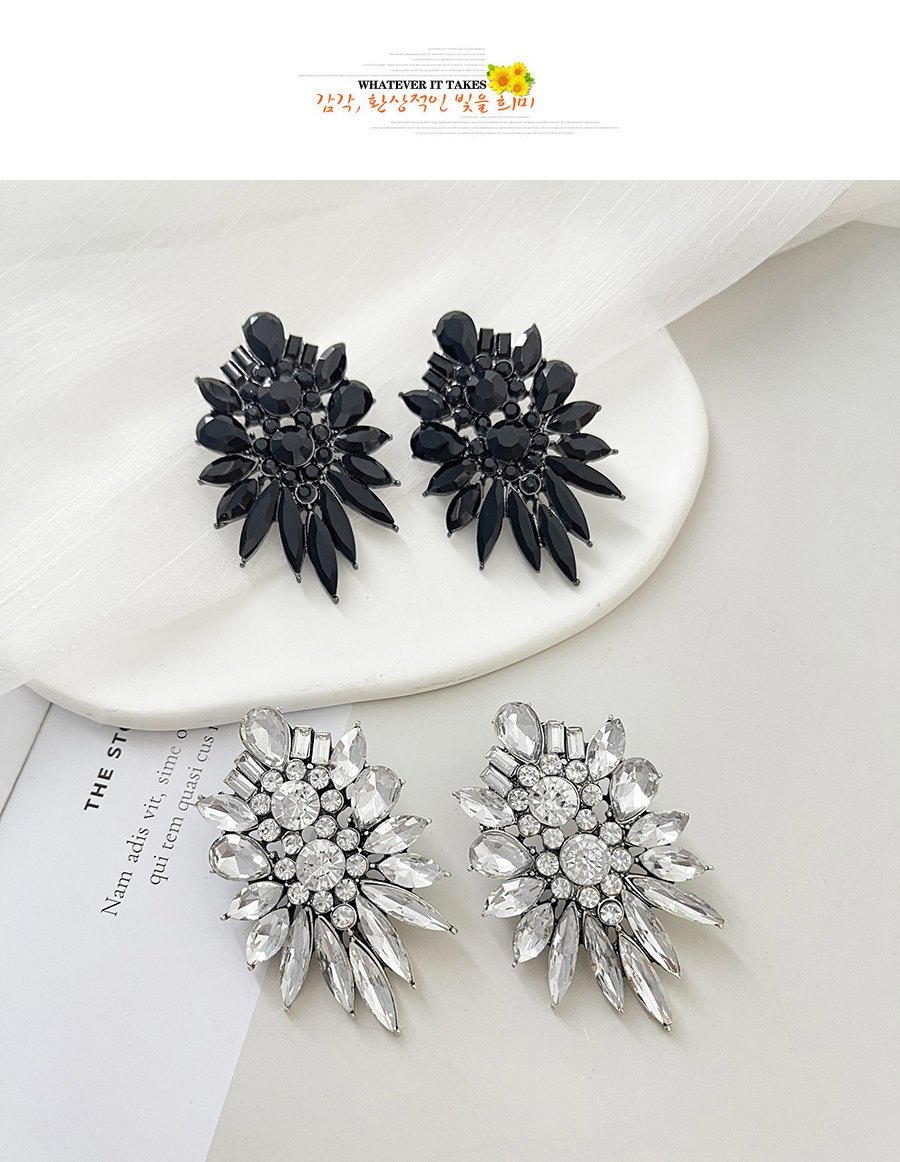 Fashion Black Alloy Diamond Drop Earrings,Stud Earrings