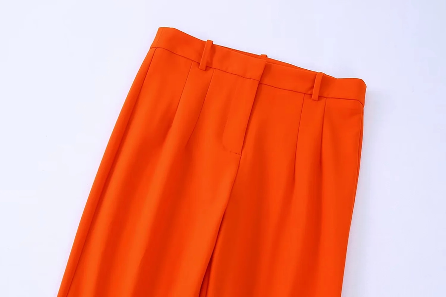 Fashion Orange Woven Straight-leg Flared Trousers,Pants
