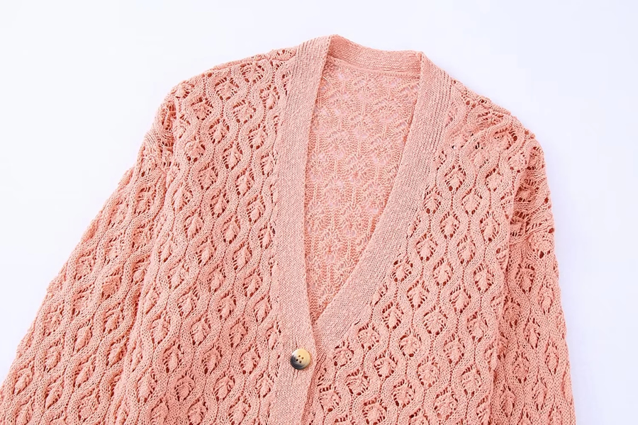 Fashion Pink Jacquard Mesh Knitted Jacket,Sweater
