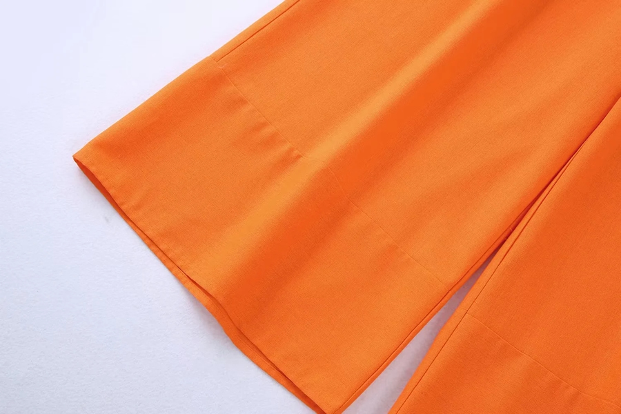 Fashion Orange Woven Lace-up Straight-leg Trousers,Pants
