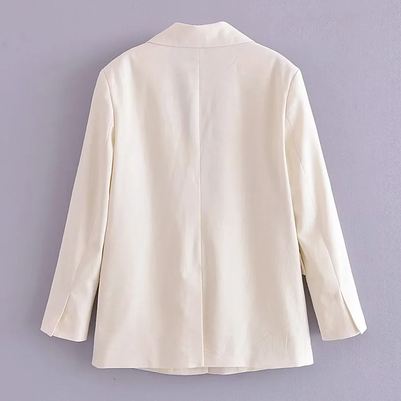 Fashion White Single-button Blazer With Woven Pockets,Coat-Jacket