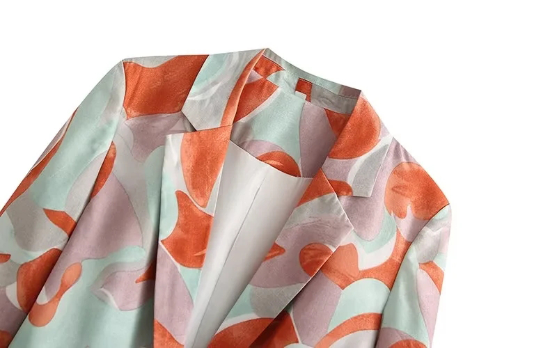 Fashion Printing Polyester Print Pocket Blazer,Coat-Jacket