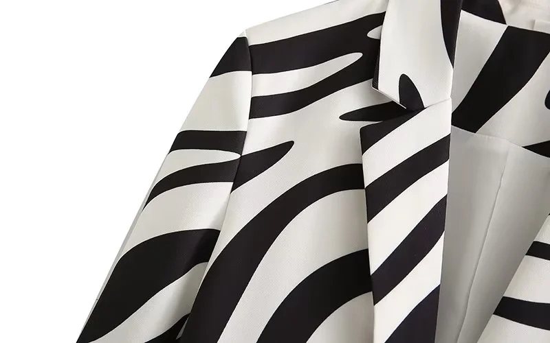 Fashion Printing Polyester Zebra Pocket Blazer,Coat-Jacket