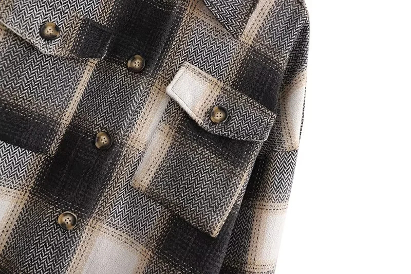 Fashion Plaid Woolen Plaid Button Jacket,Coat-Jacket