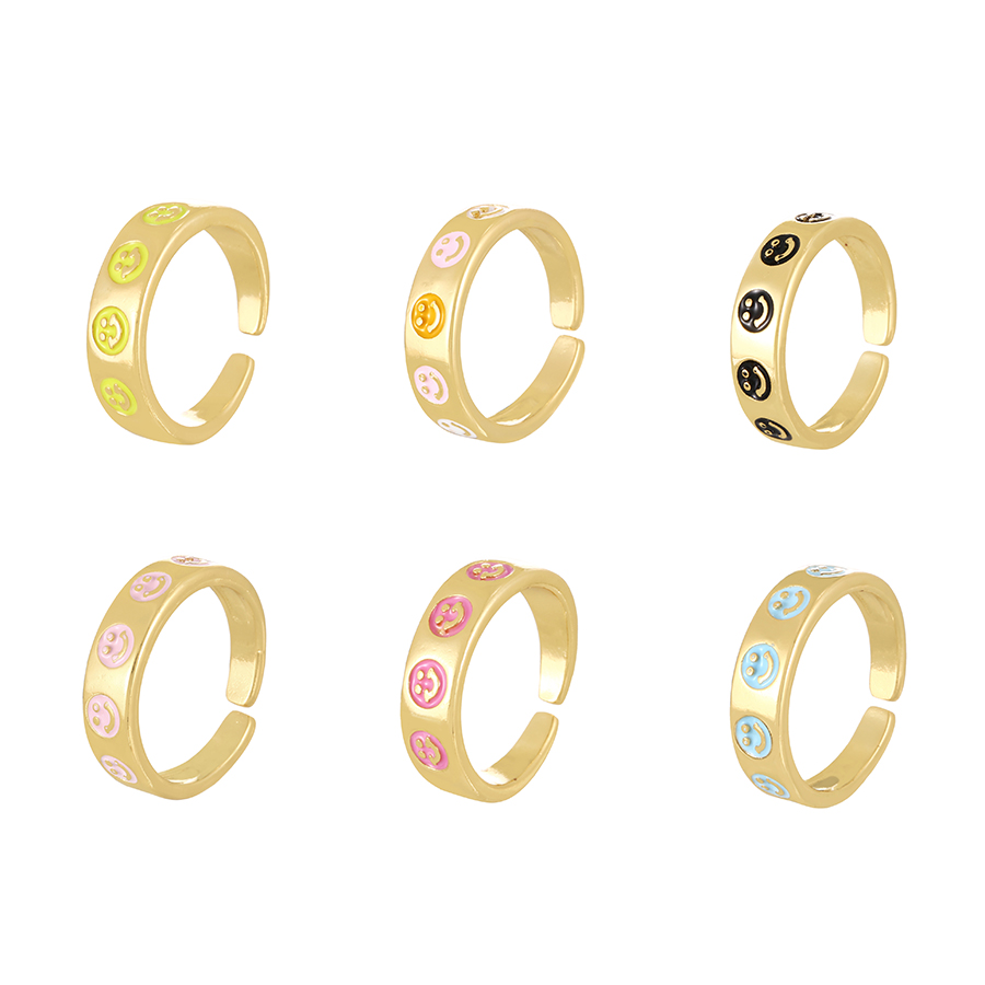 Fashion Light Blue Copper Drip Smiley Adjustable Ring,Rings