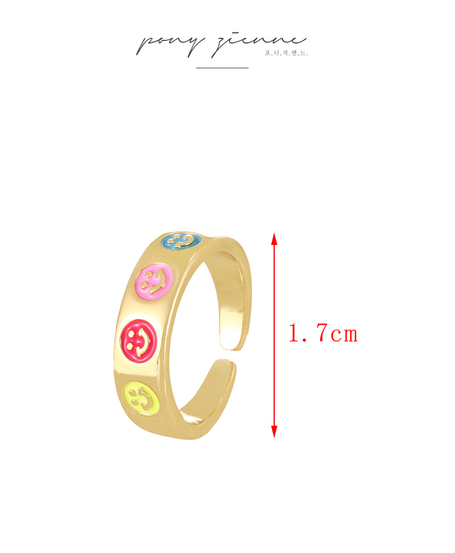 Fashion Color 2 Copper Drip Smiley Adjustable Ring,Rings