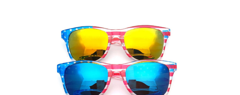 Fashion Ice Blue Mercury Flag Studless Square Large Frame Sunglasses,Women Sunglasses