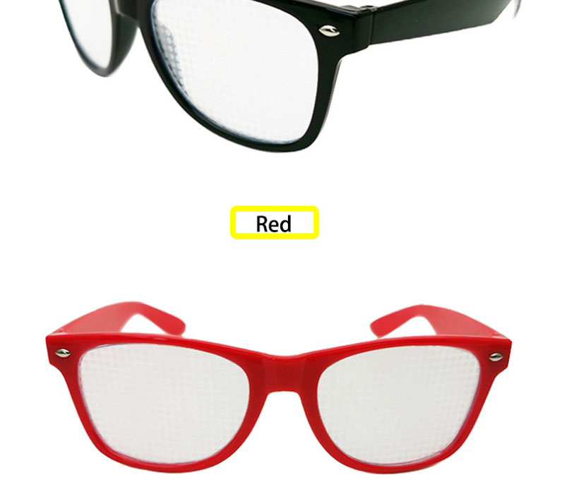 Fashion Red Frame Transparent Sheet Diffraction Star Square Large Frame Flat Mirror,Fashion Glasses