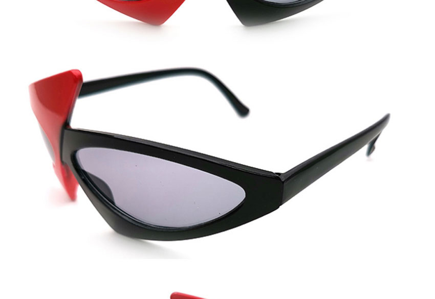 Fashion Left Black Right Red Pc Contrast Triangle Sunglasses,Women Sunglasses