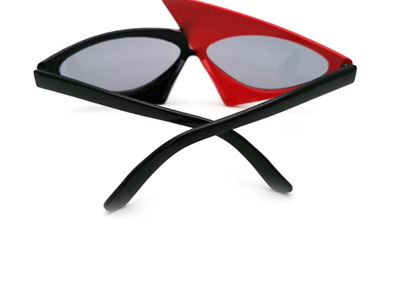 Fashion Left White Right Red Pc Contrast Triangle Sunglasses,Women Sunglasses