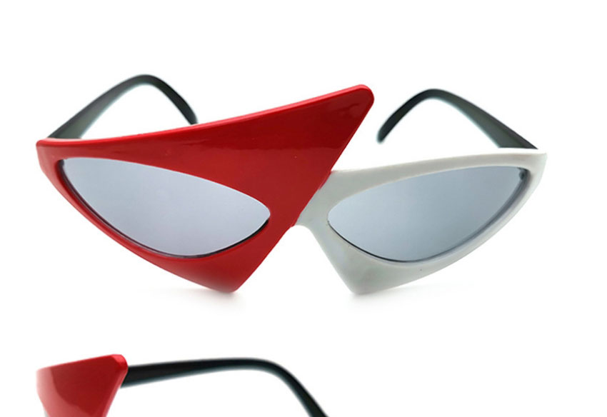 Fashion Left Black Right Red Pc Contrast Triangle Sunglasses,Women Sunglasses