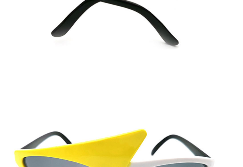 Fashion Left White Right Yellow Pc Contrast Triangle Sunglasses,Women Sunglasses