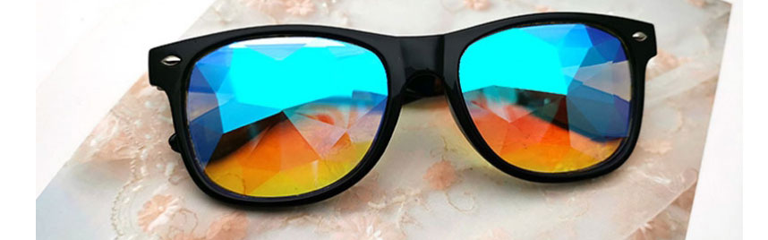 Fashion Black Rice Nail Kaleidoscope Drill Multi-faceted Sunglasses,Women Sunglasses