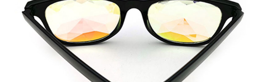 Fashion Black Rice Nail Kaleidoscope Drill Multi-faceted Sunglasses,Women Sunglasses