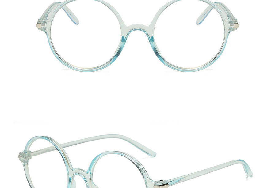 Fashion Transparent Blue Frame Round Flat Mirror,Fashion Glasses