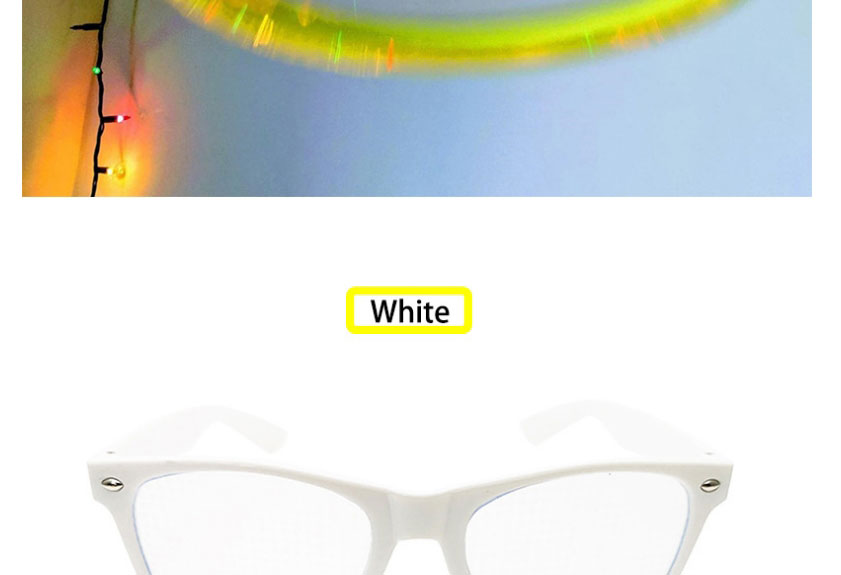 Fashion White Frame Grey Sheet Diffractive Fireworks Square Large Frame Flat Mirror,Fashion Glasses