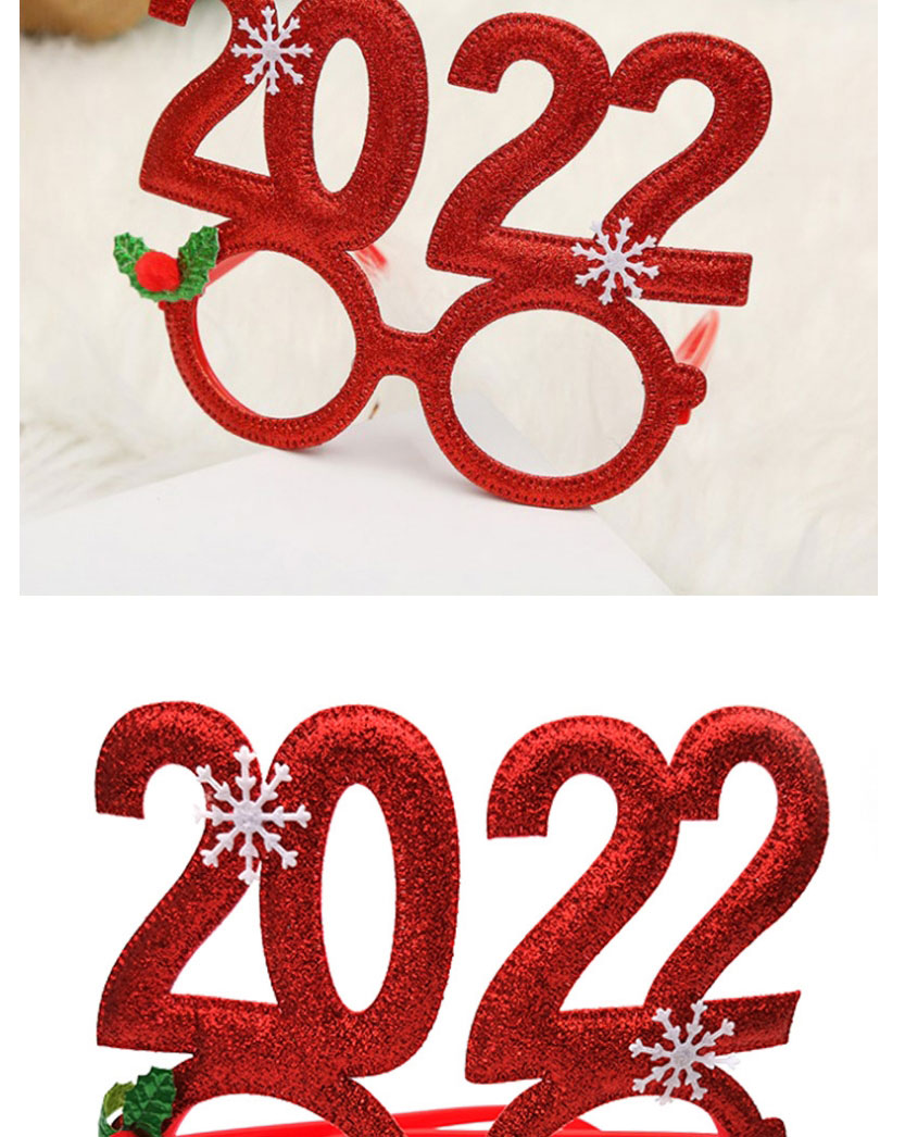 Fashion Red Happy New Year Non Woven Alphabet Round Flat Mirror,Fashion Glasses
