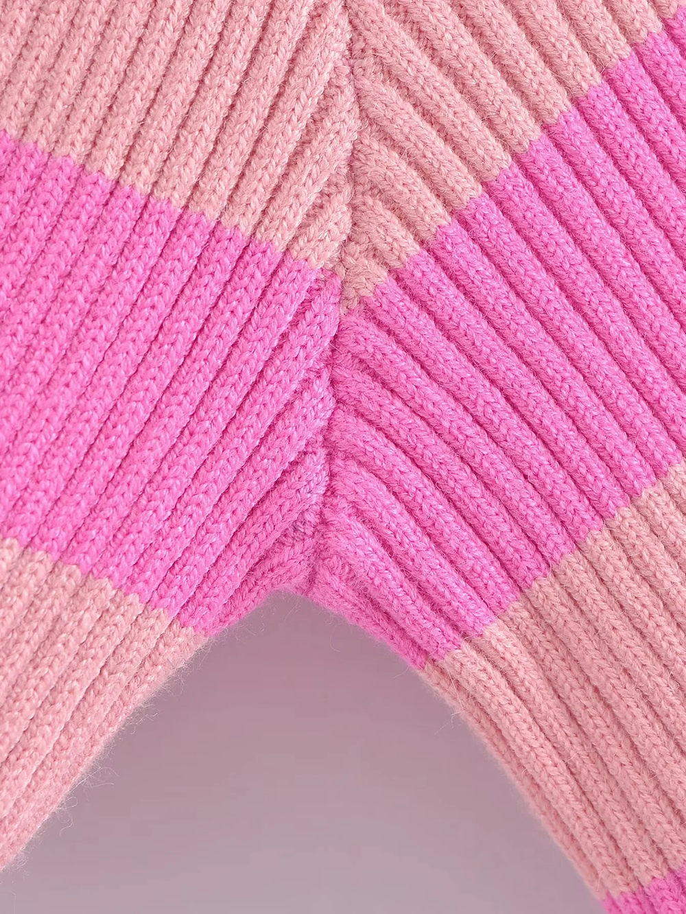 Fashion Pink Striped Panel Cardigan,Sweater