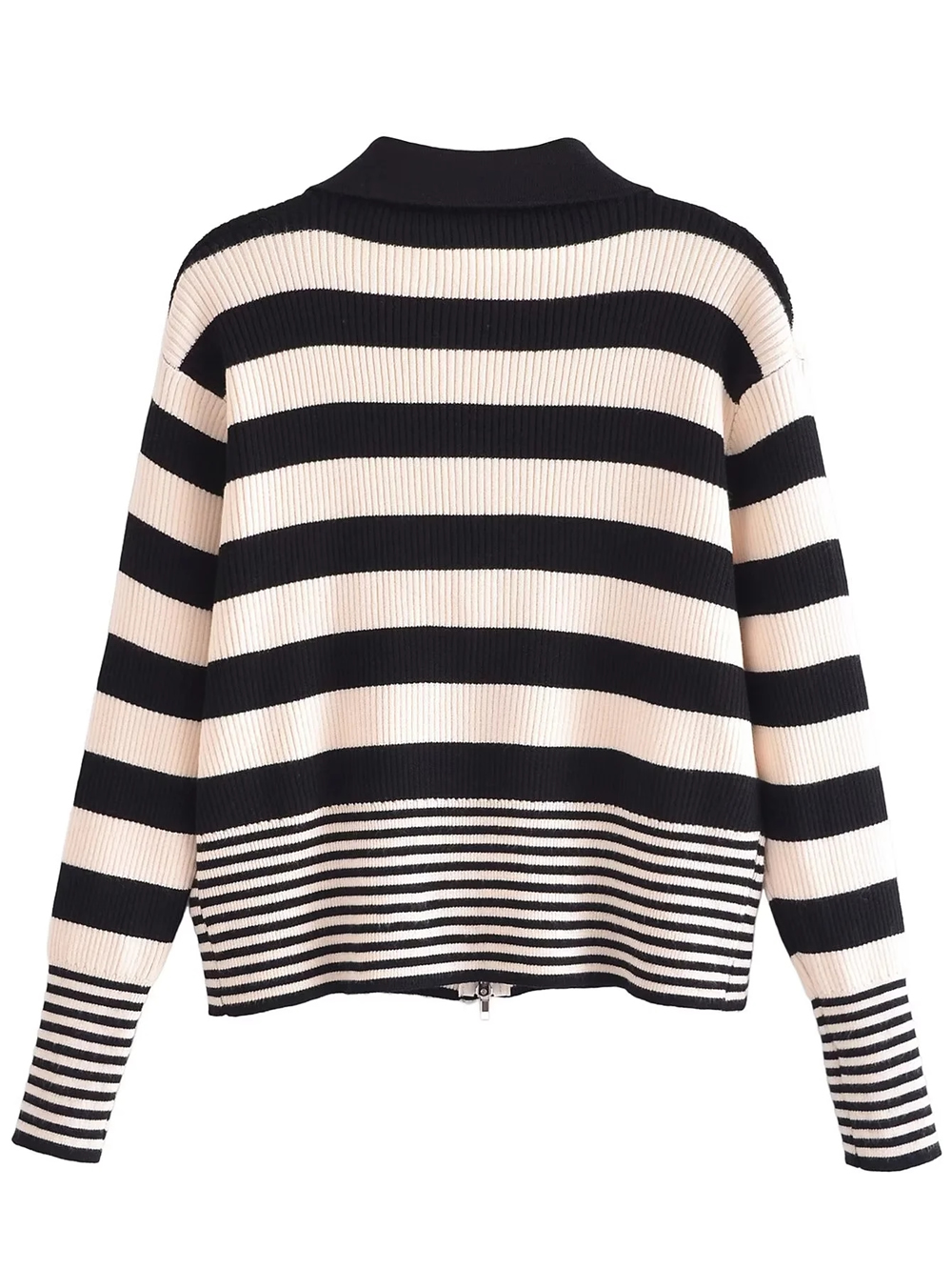 Fashion Black And White Black And White Striped Cardigan,Sweater