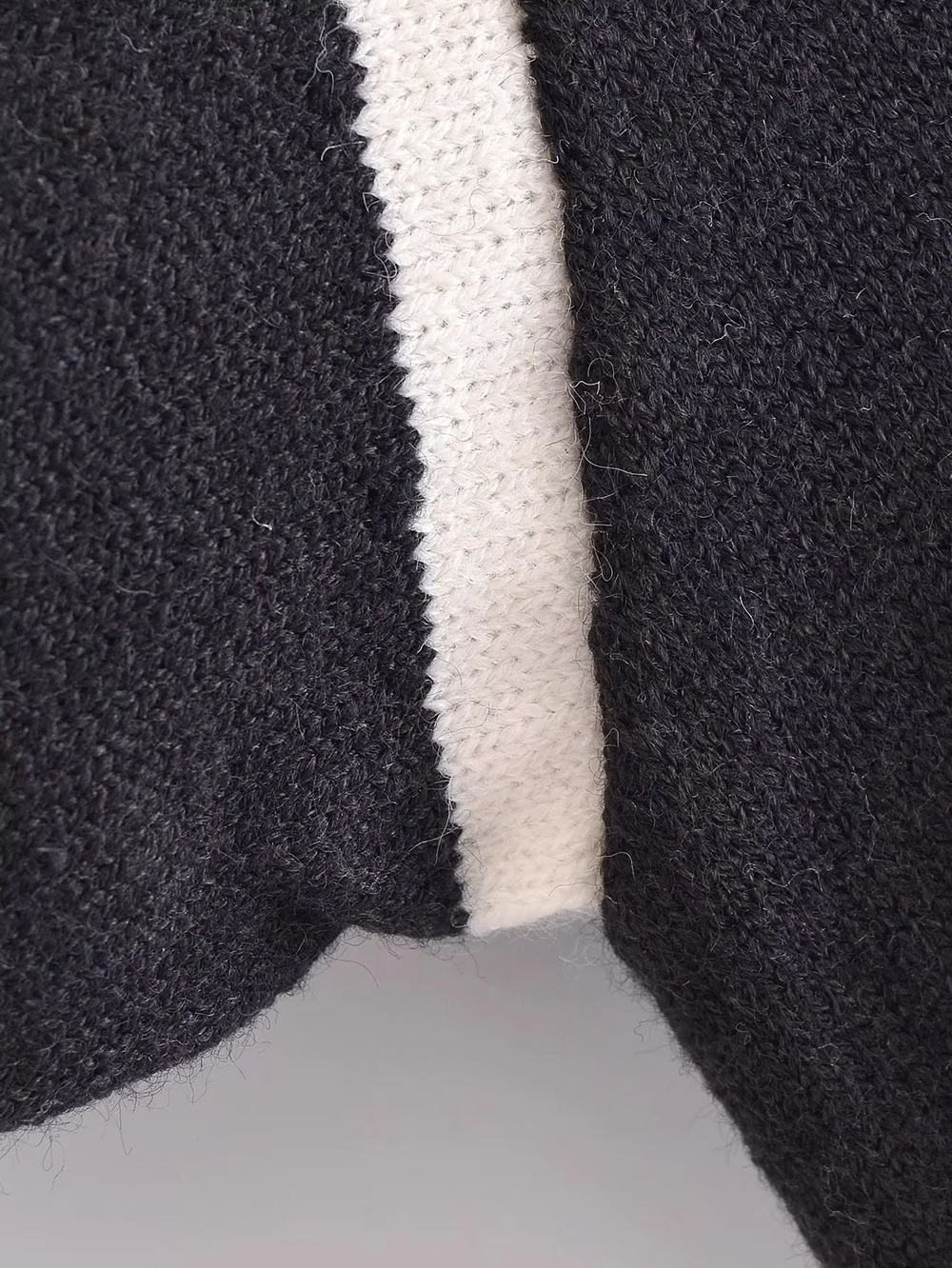 Fashion Black Black And White Striped V-neck Cardigan,Sweater