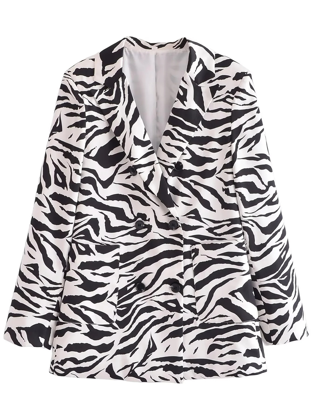 Fashion Black Zebra Print Blazer,Coat-Jacket