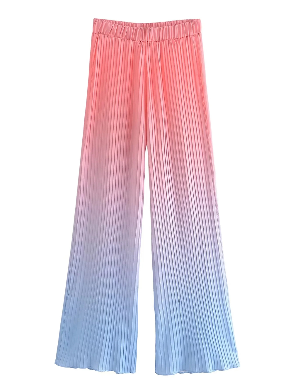 Fashion Color Gradient Pleated Satin Trousers,Pants