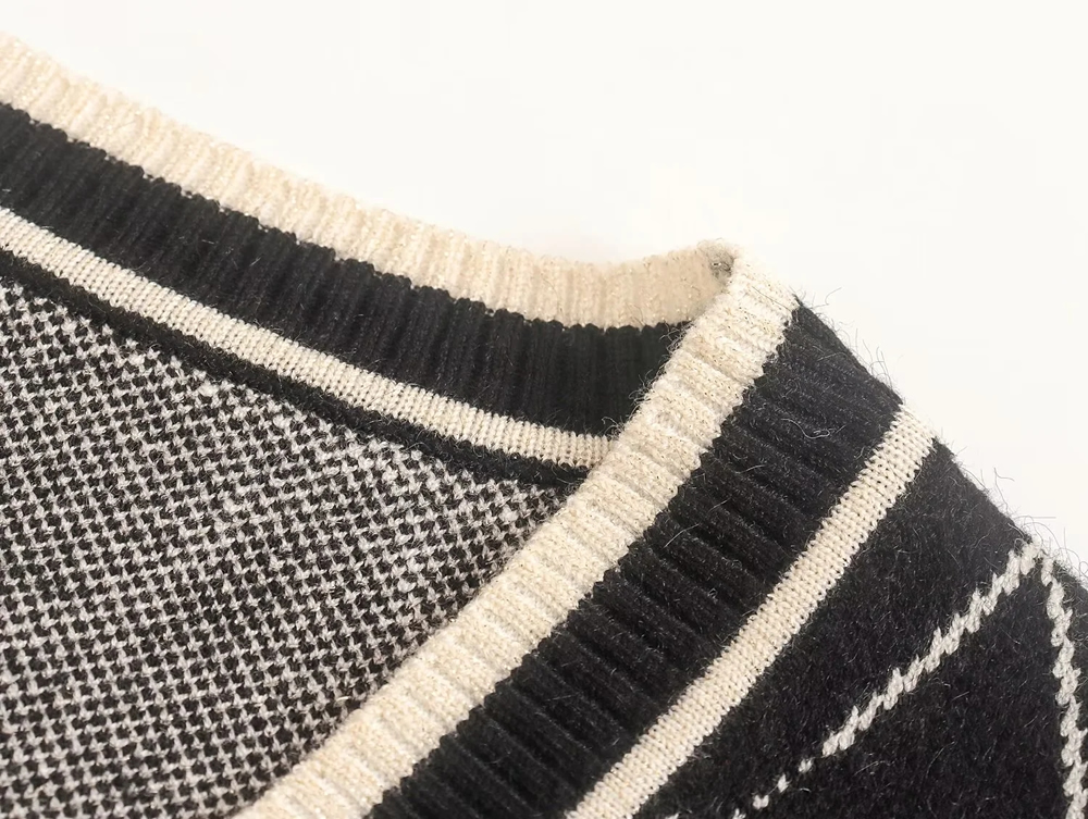 Fashion Black Contrast Animal Jacquard Corespun Cardigan Jacket,Sweater