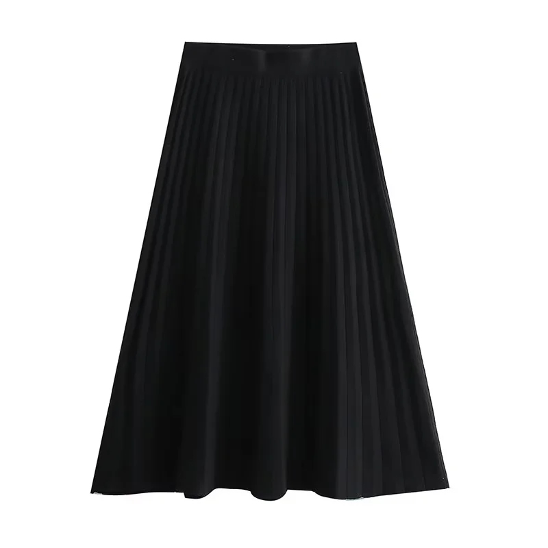Fashion Black Acrylic Knit Swing Skirt,Skirts