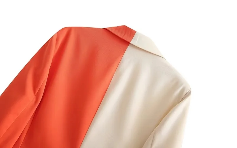 Fashion Orange Contrast-paneled Blazer,Sweater