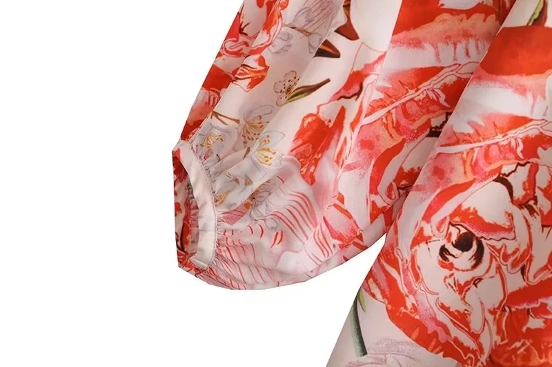 Fashion Color Geometric Print Cross-shoulder Top,Blouses