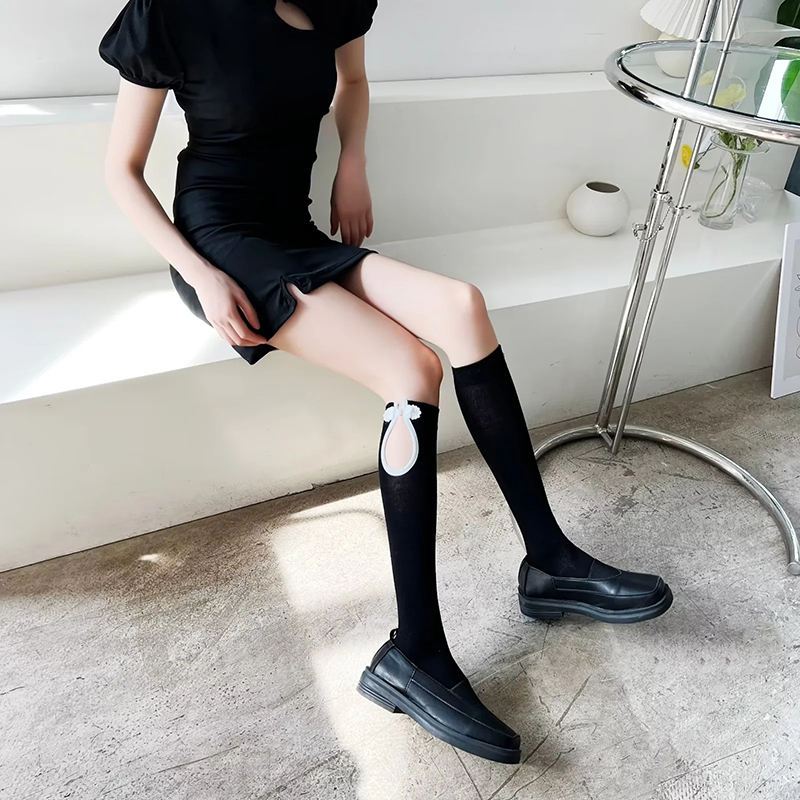 Fashion Black Country Buckle Cotton Calf Socks,Fashion Socks