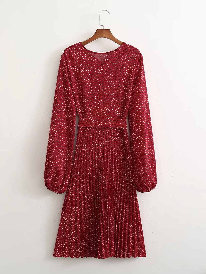 Fashion Red Polka Dot Crinkle Swing Dress,Mini & Short Dresses
