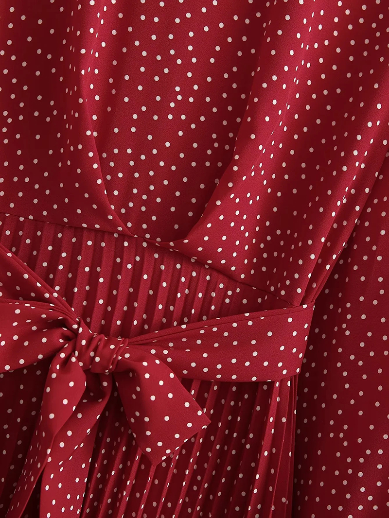 Fashion Red Polka Dot Crinkle Swing Dress,Mini & Short Dresses