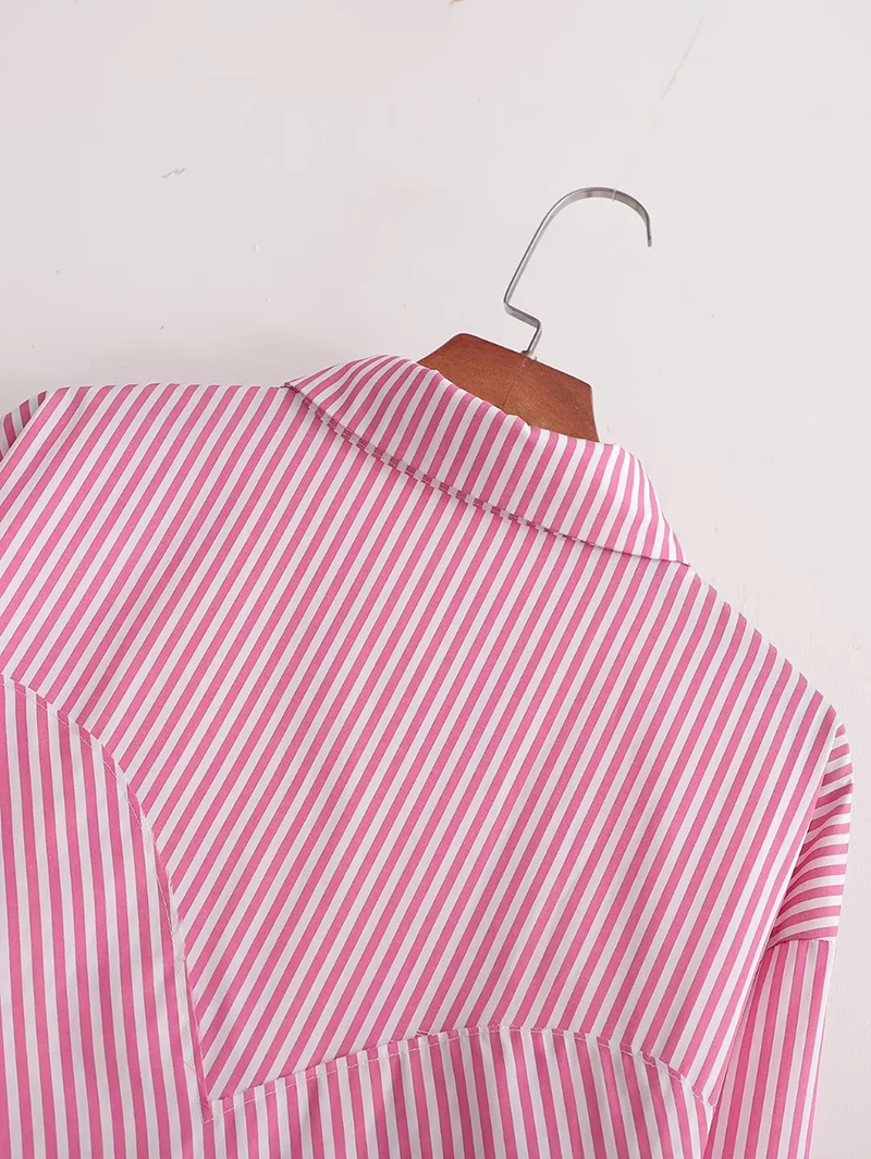 Fashion Pink Polyester Striped Button-up Shirt,Festival & Party Supplies