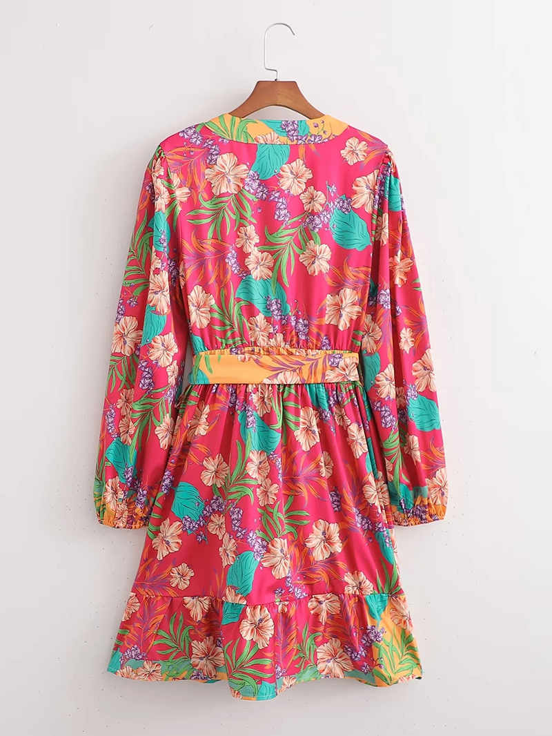 Fashion Suit Polyester Print Lace-up Dress,Mini & Short Dresses