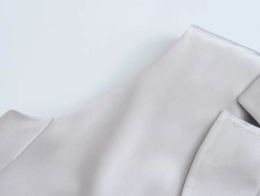 Fashion Grey Solid Color Single Button Lapel Vest Jacket,Coat-Jacket