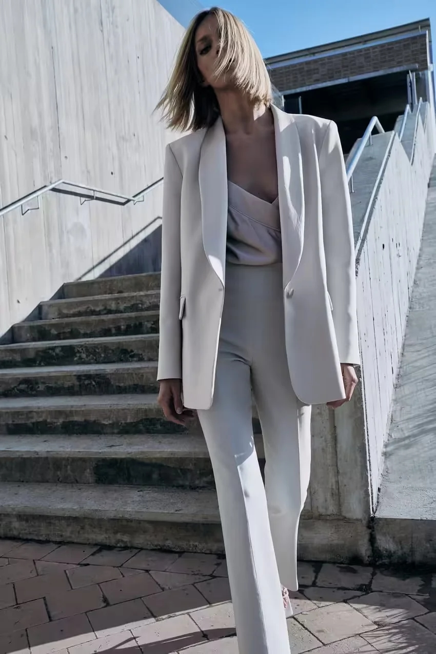 Fashion Grey Silk-satin One-button Pocket Blazer,Coat-Jacket