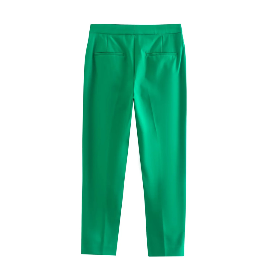 Fashion Green Solid Color Straight Trousers,Pants