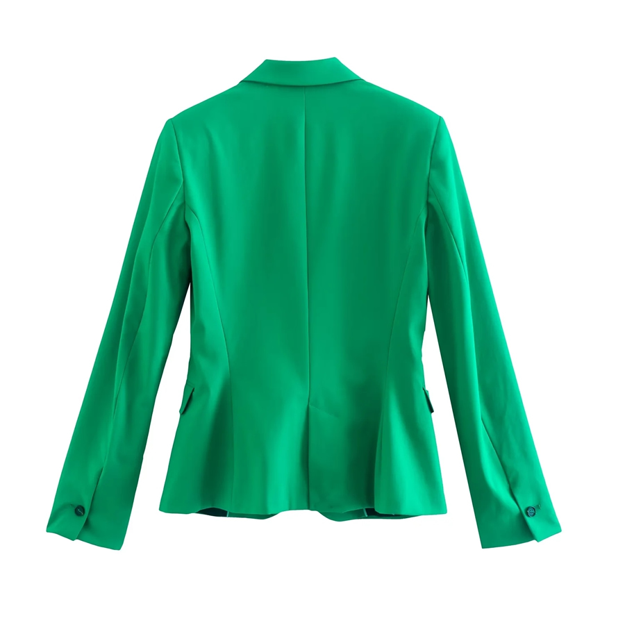 Fashion Green Solid One-button Pocket Blazer,Coat-Jacket